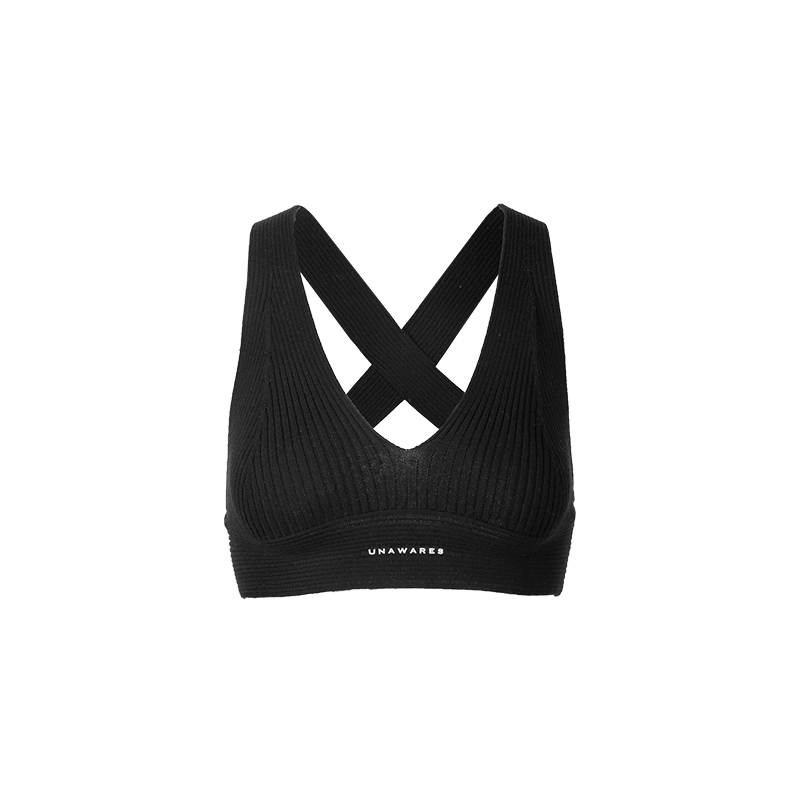 Black Wool Knitted Interlaced Backless Sport Vest