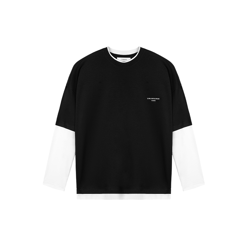 Black Double-Sided Two-Piece Long-Sleeved T-Shirt