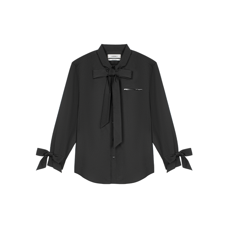 Black Bowknot Tie Design Loose Shirt