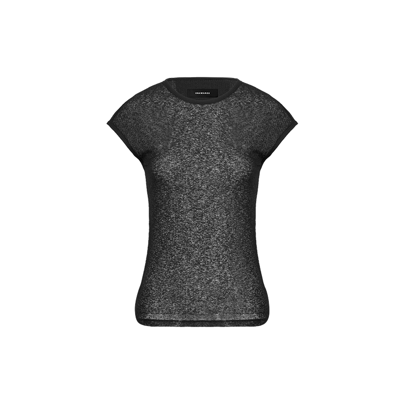 Black Hollow Round Neck Vest