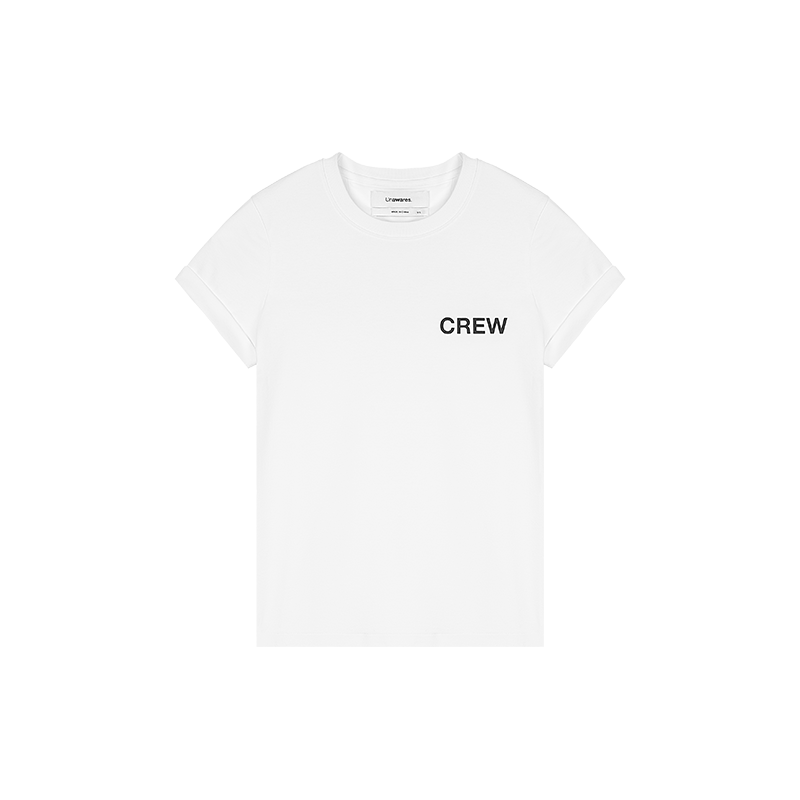 White Custom LOGO double-U folded cuff printed T-shirt