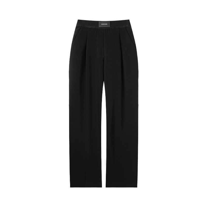 Black Drape Elastic Waist Trousers