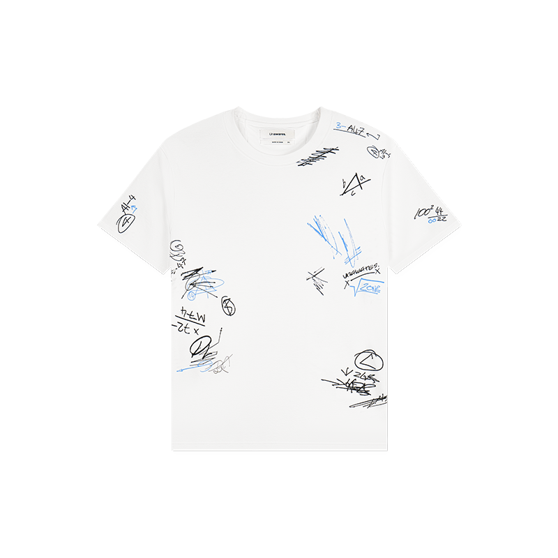 White Graffiti Print Loose T-shirt