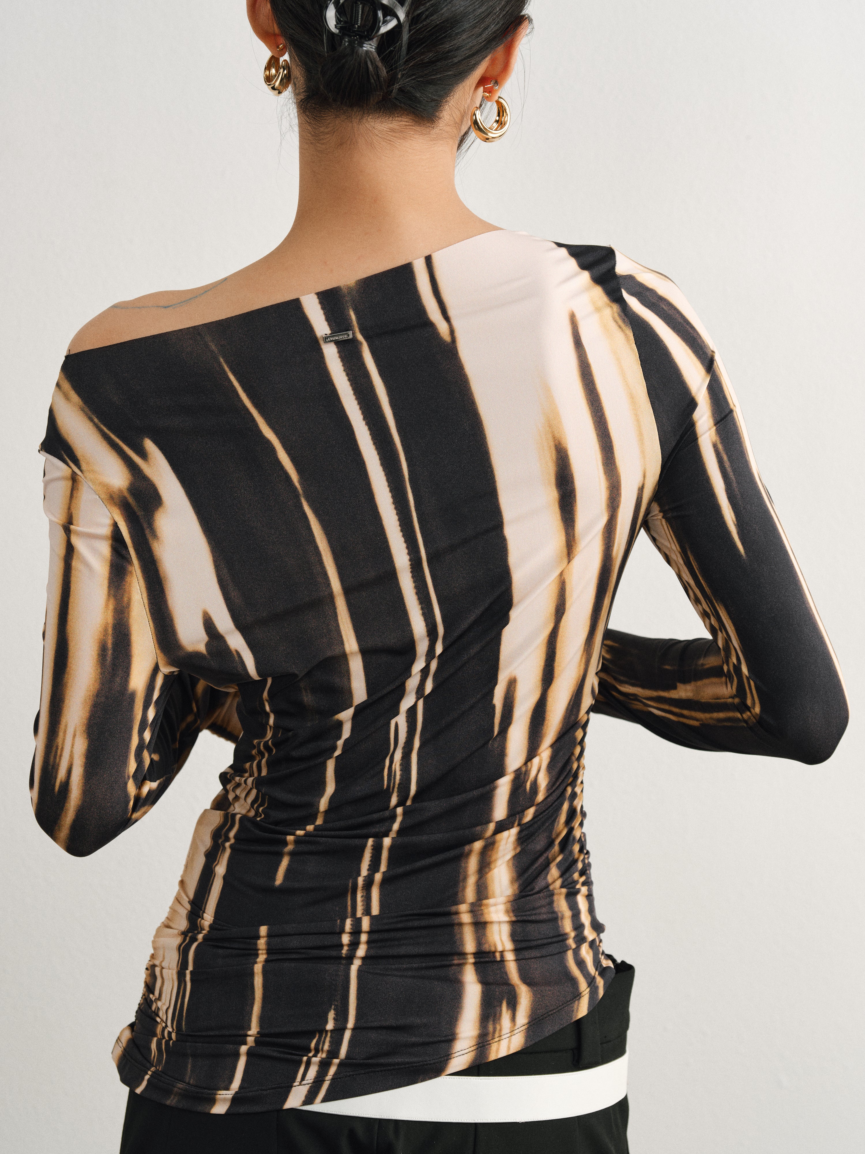 Gilded Asymmetric Pleated Top
