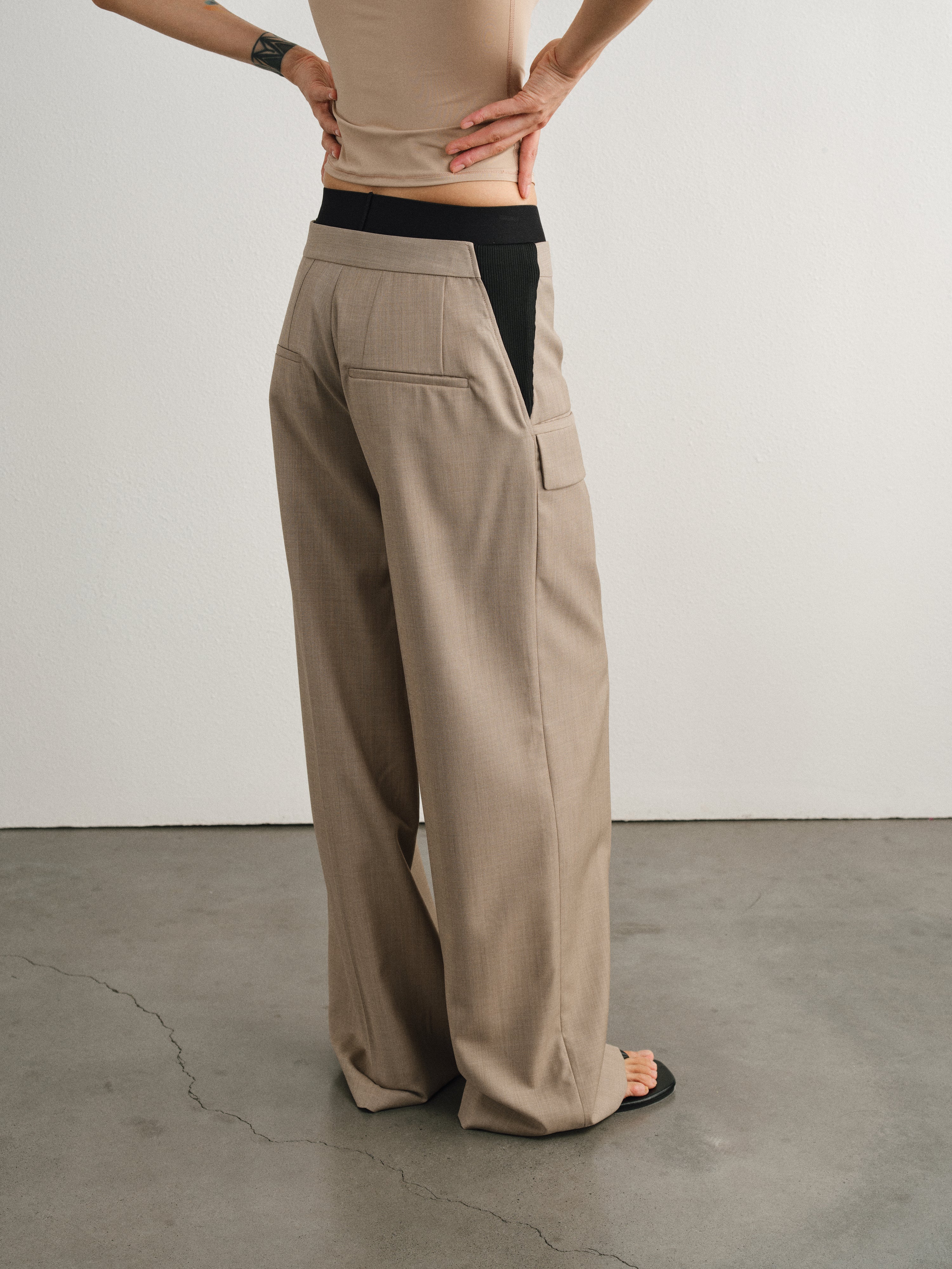 Oatmeal Old Money Wool Loose Trousers