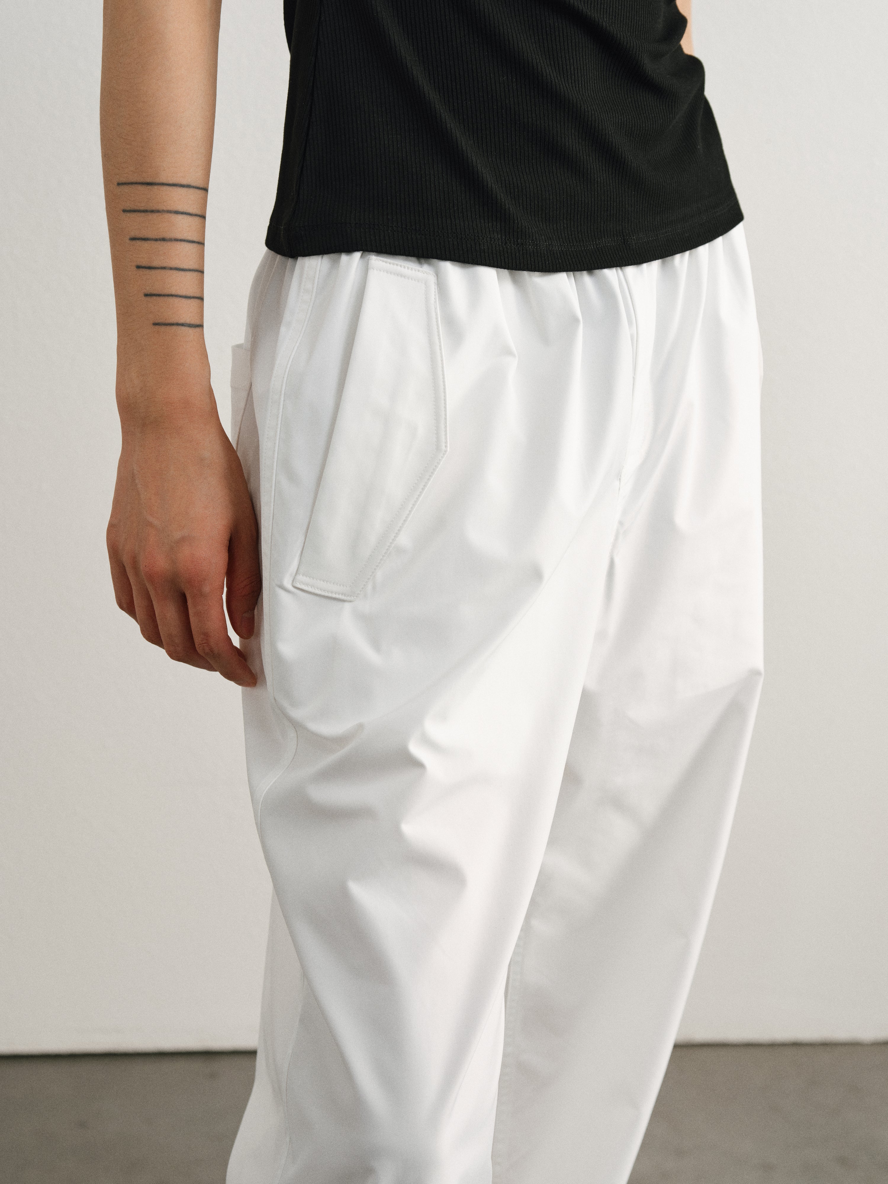 White Flap Track Pants with Cuffs