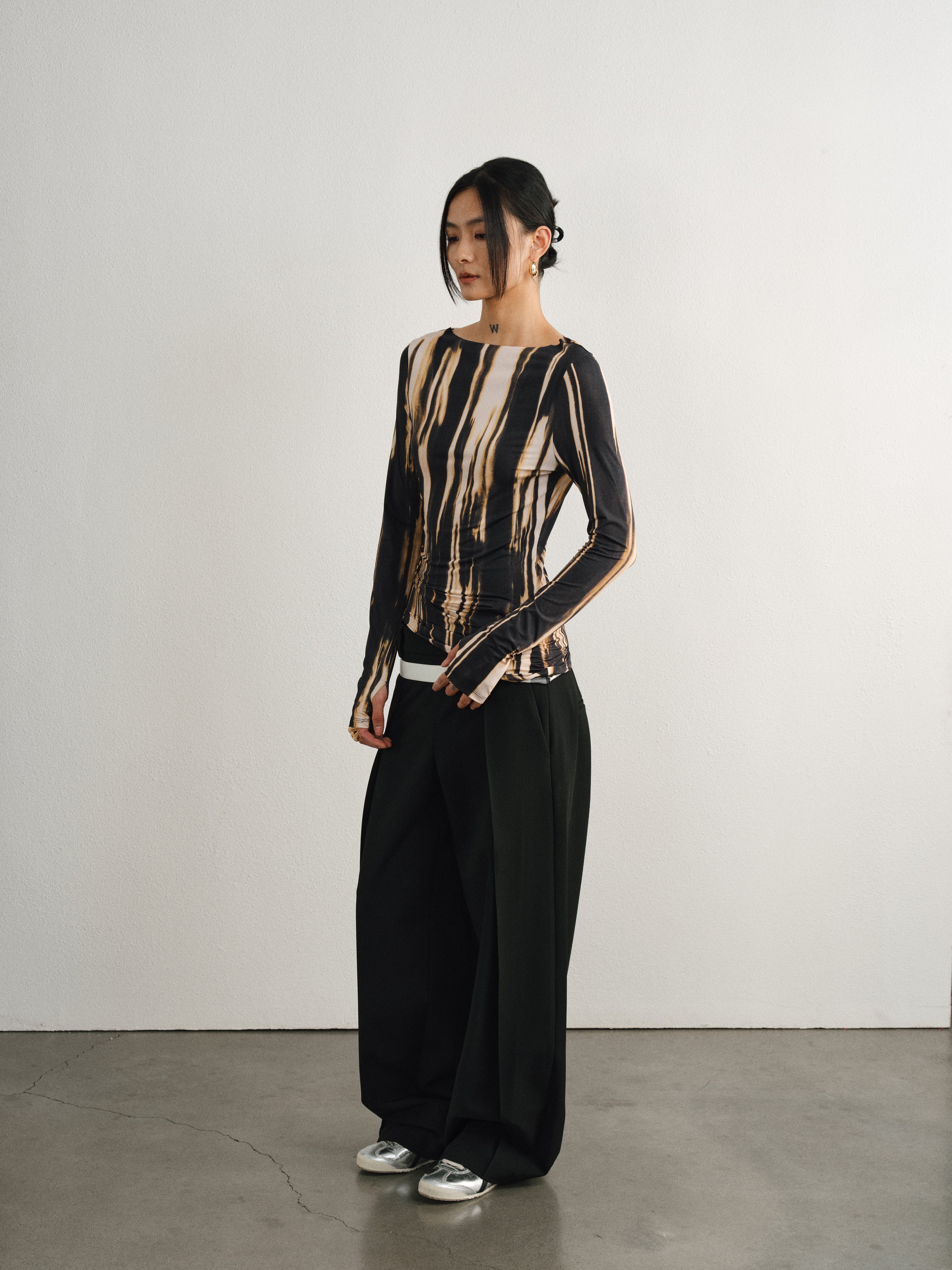 Gilded Asymmetric Pleated Top