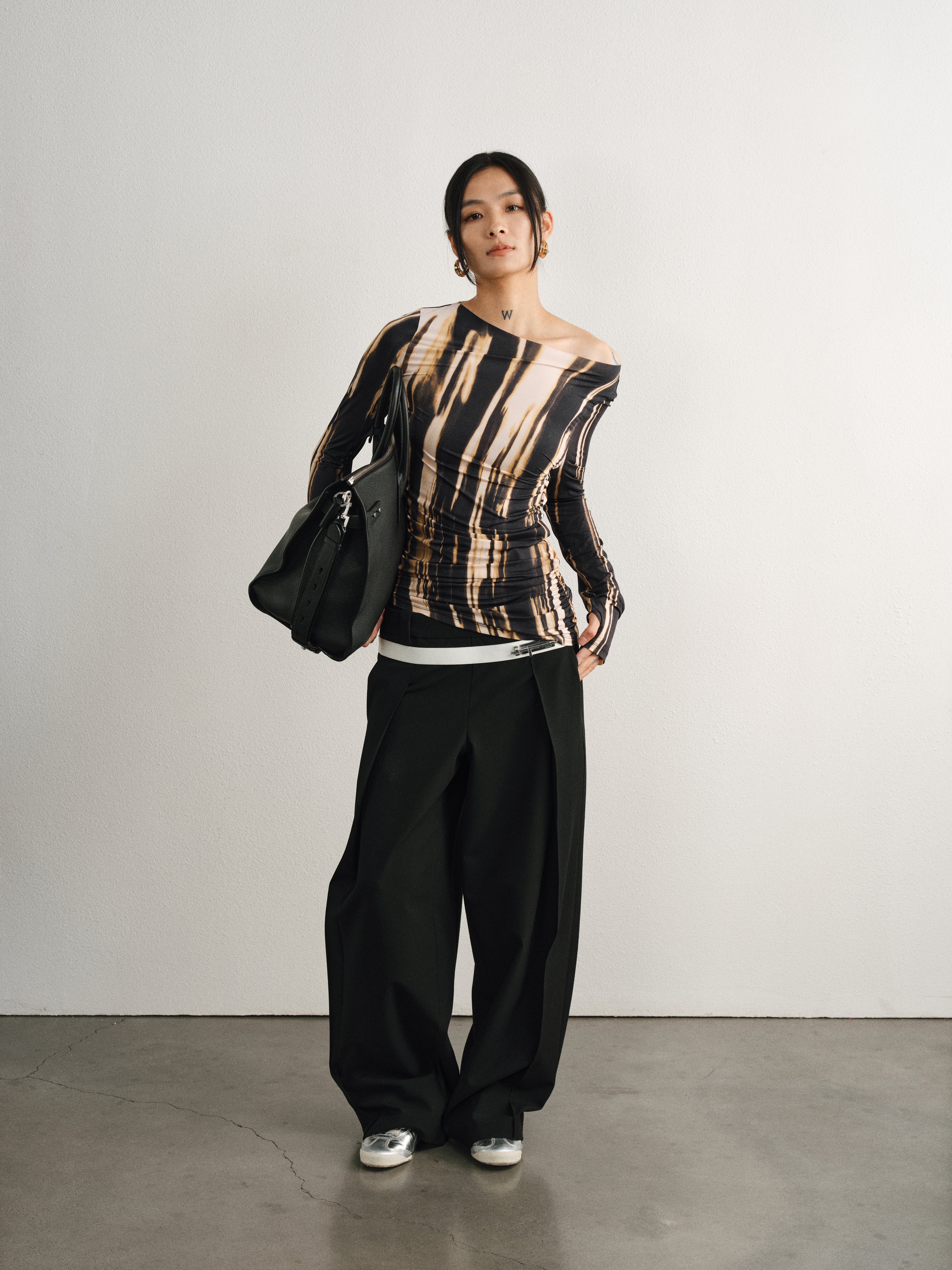 Gilded Asymmetric Pleated Top