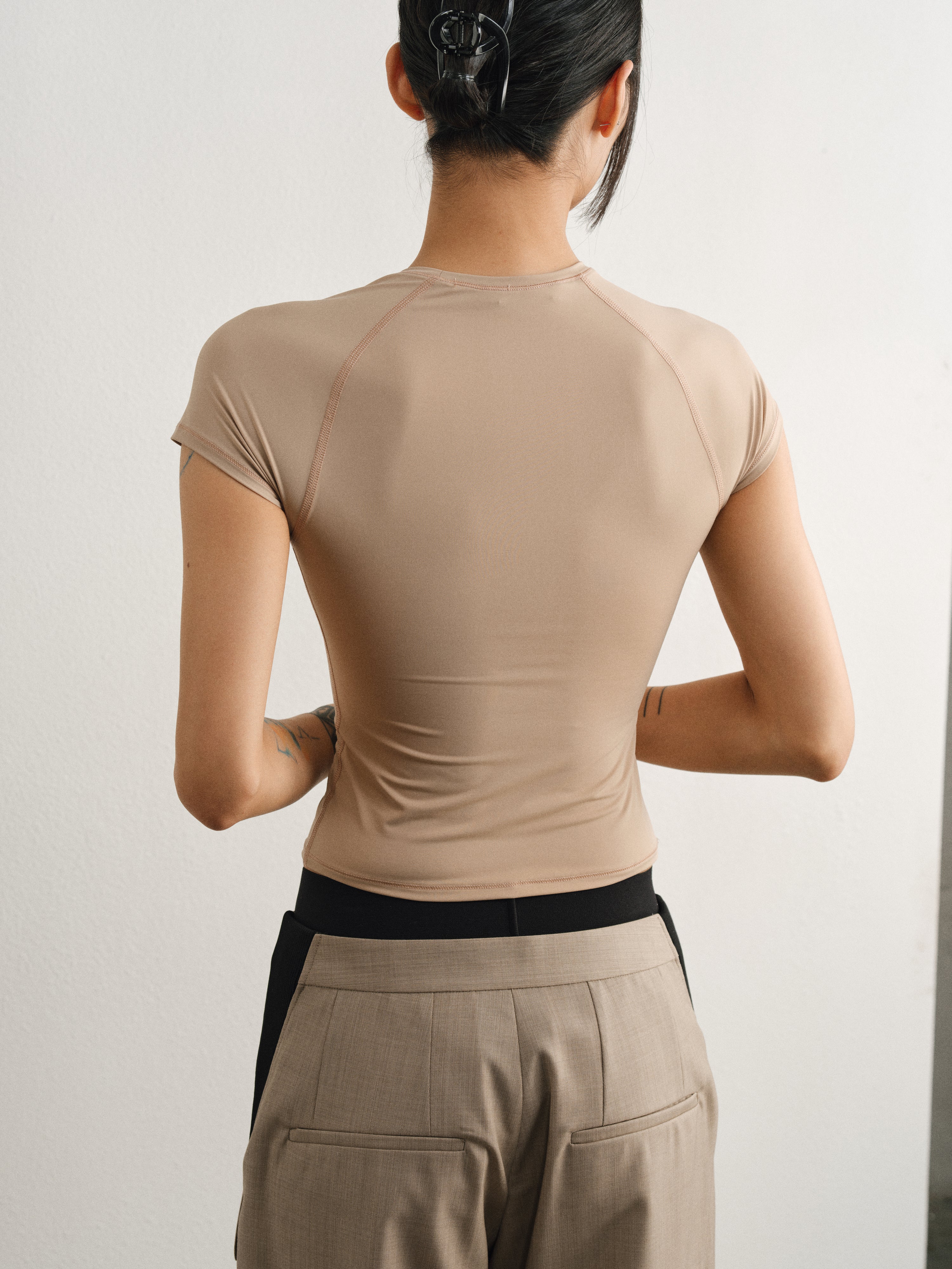 Camel Breathable Stretch Raglan Yoga Top