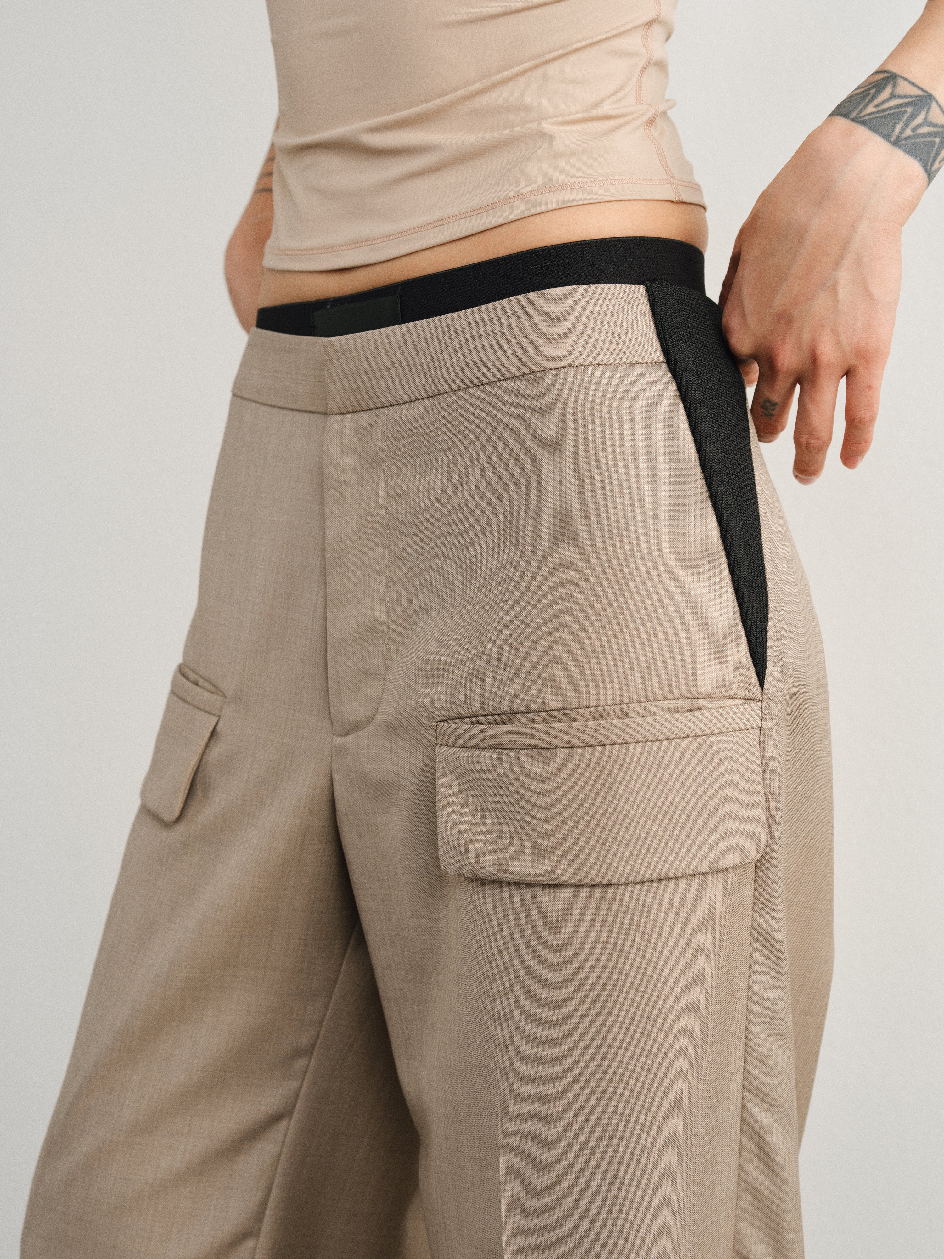 Oatmeal Old Money Wool Loose Trousers