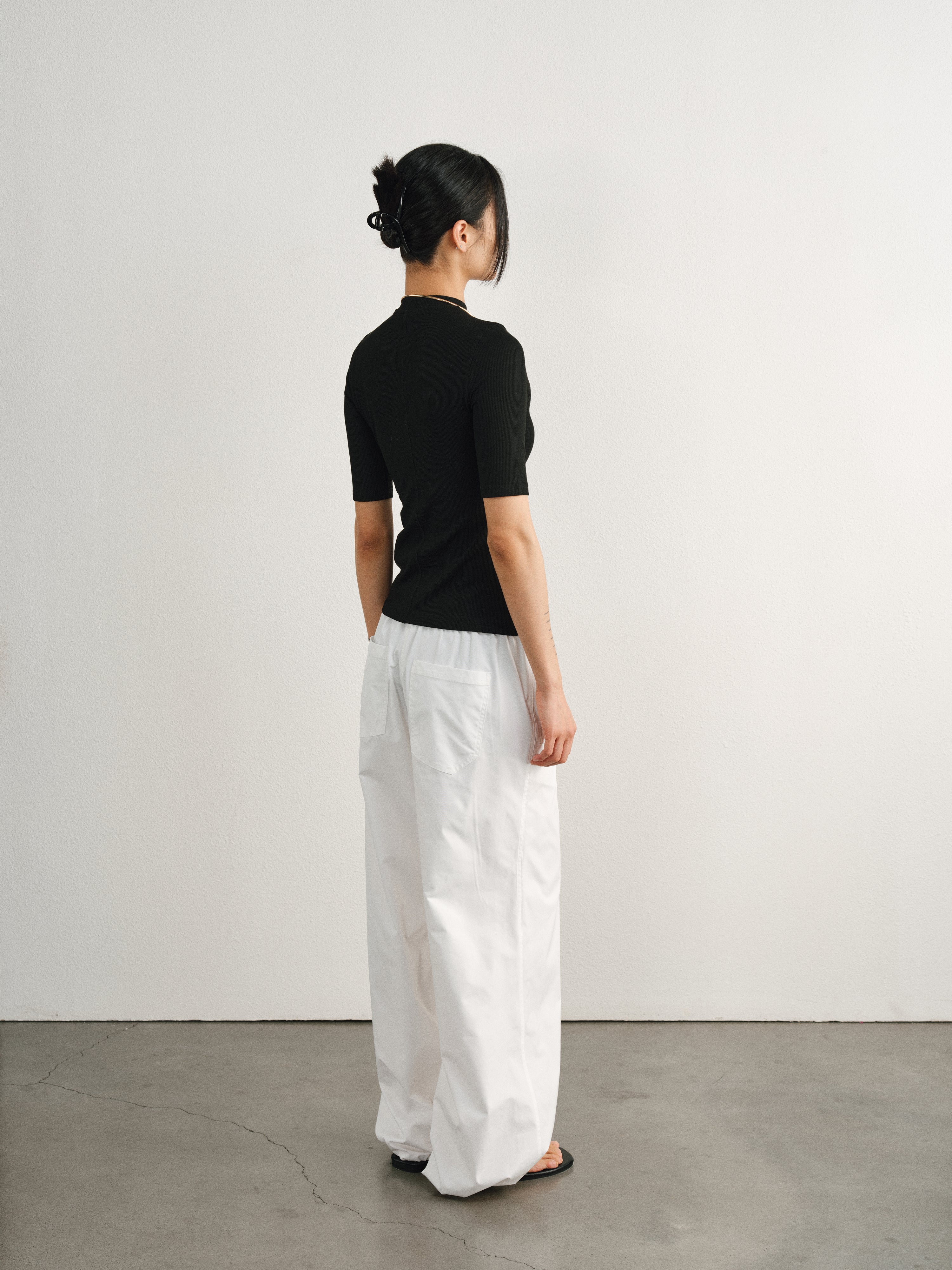 White Flap Track Pants with Cuffs