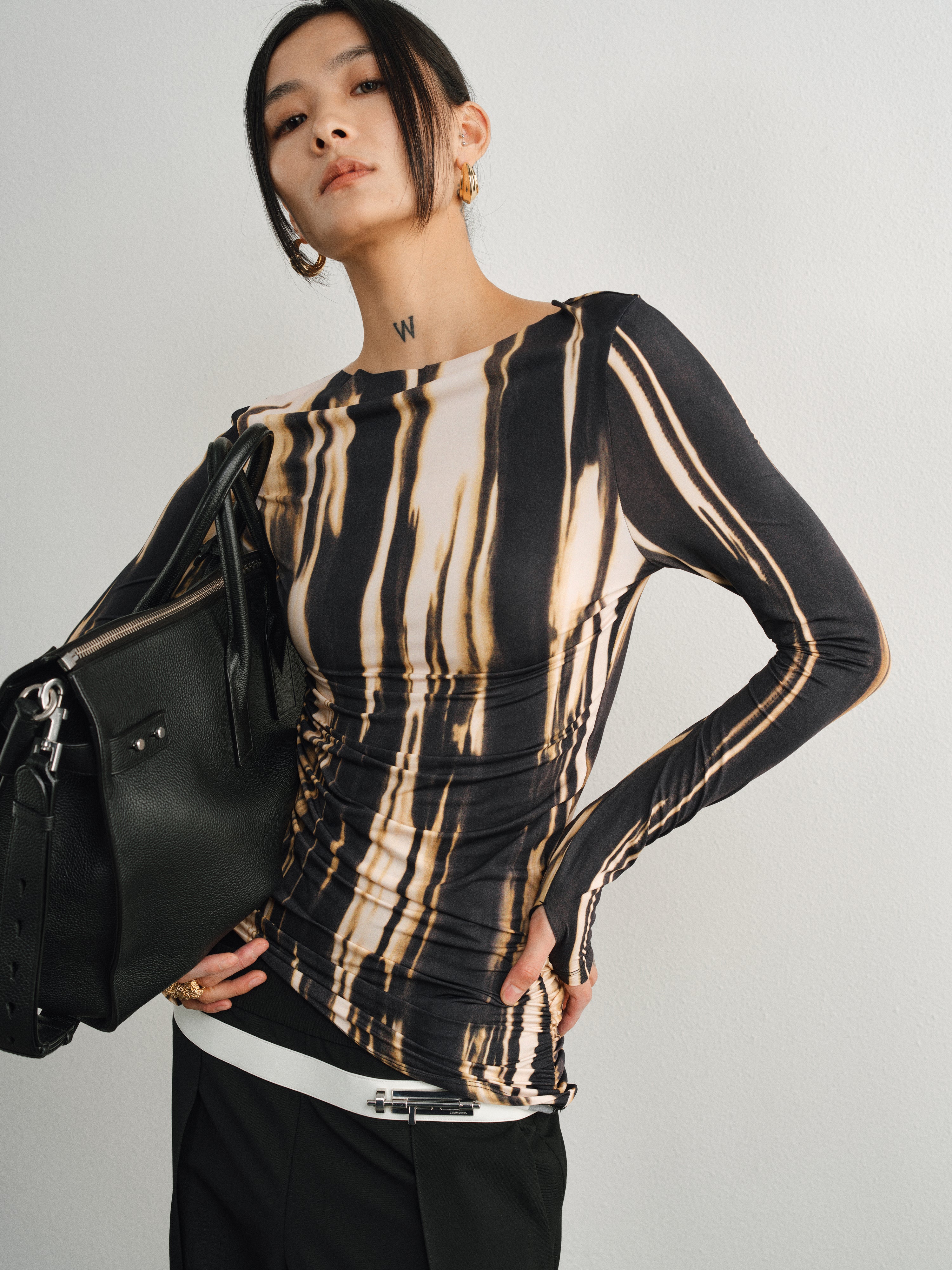 Gilded Asymmetric Pleated Top