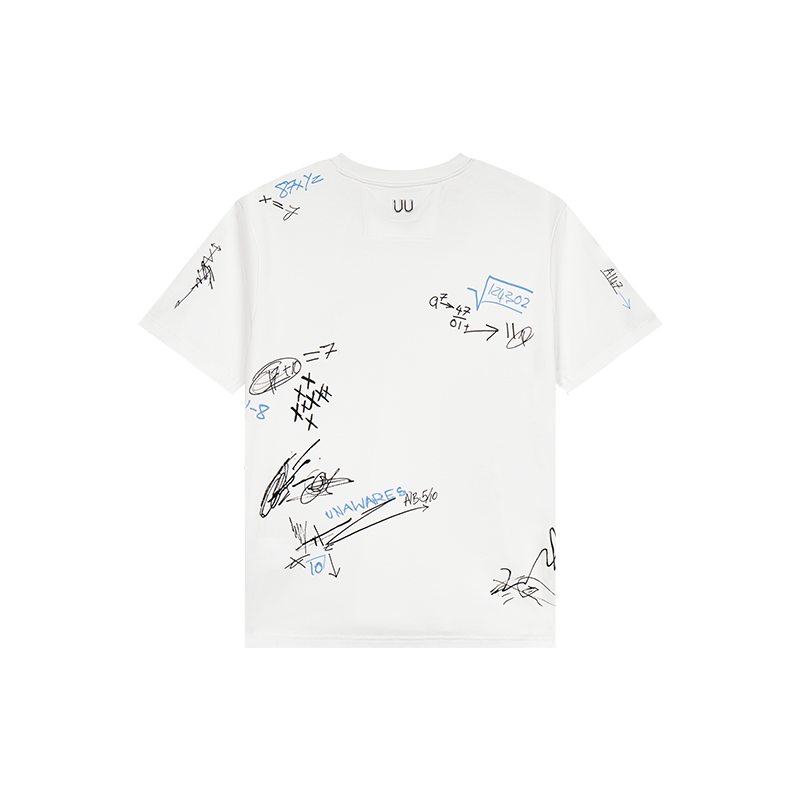 White Graffiti Print Loose T-shirt