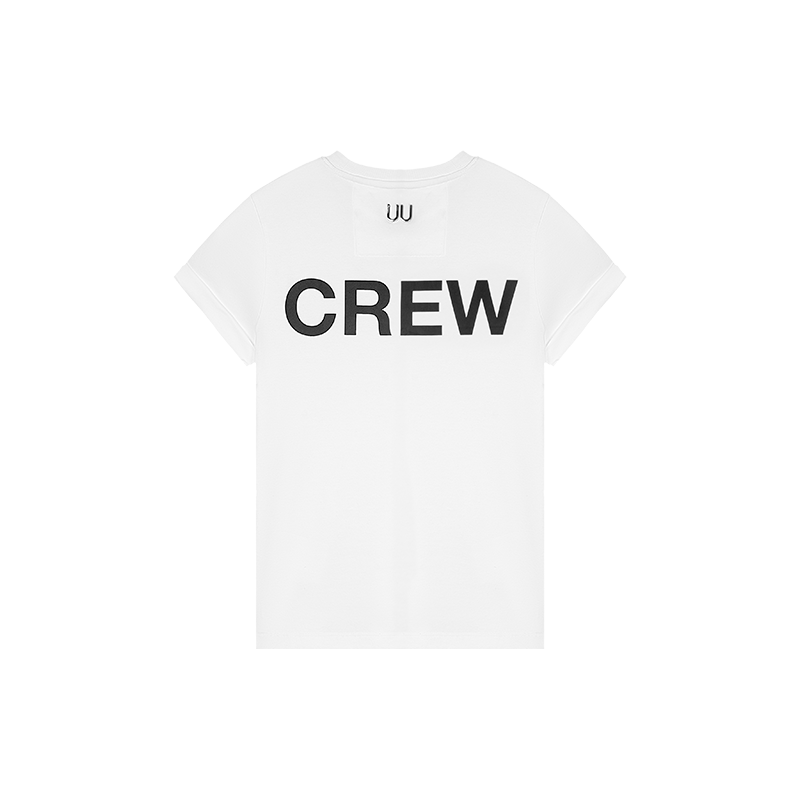 White Custom LOGO double-U folded cuff printed T-shirt