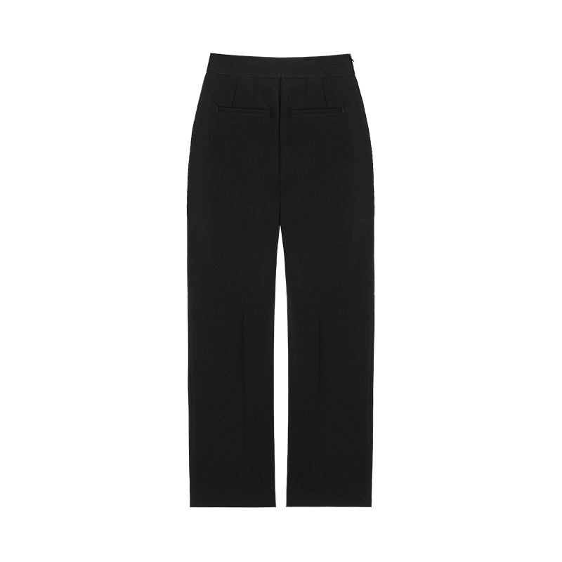 Black Drape Elastic Waist Trousers