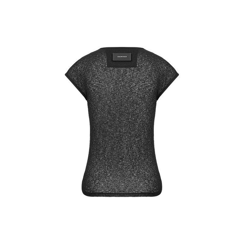 Black Hollow Round Neck Vest