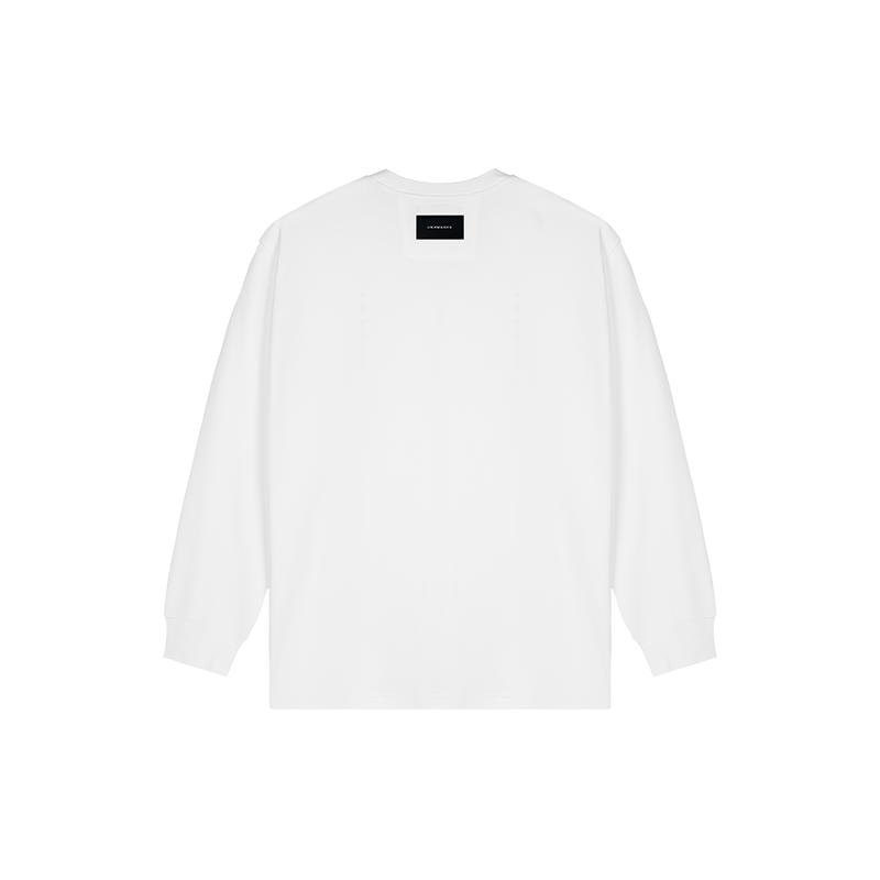 White Double-sided Loose Long Sleeve Rib Cuffs T-shirt