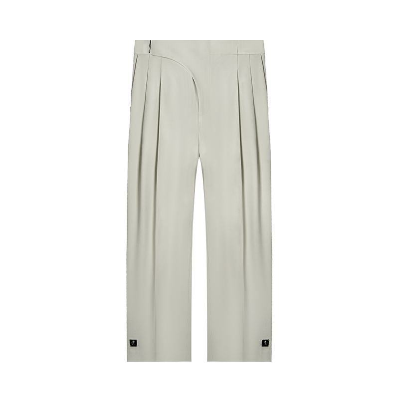 Burlywood Adjustable Button Double Pleat Loose Trousers