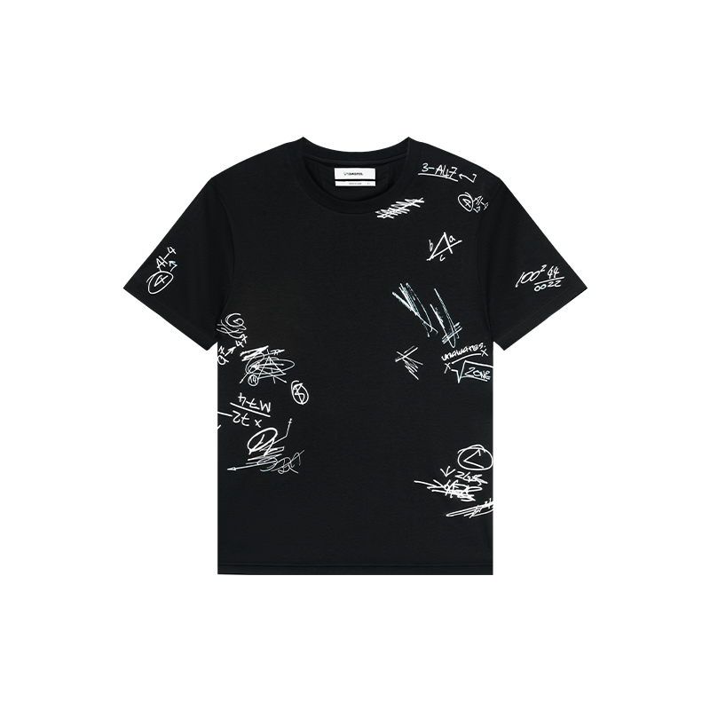 Black Graffiti Print Loose T-shirt