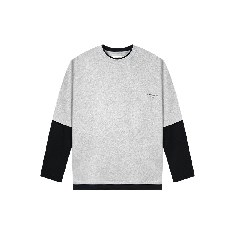 Grey Double-Sided Two-Piece Long-Sleeved T-Shirt