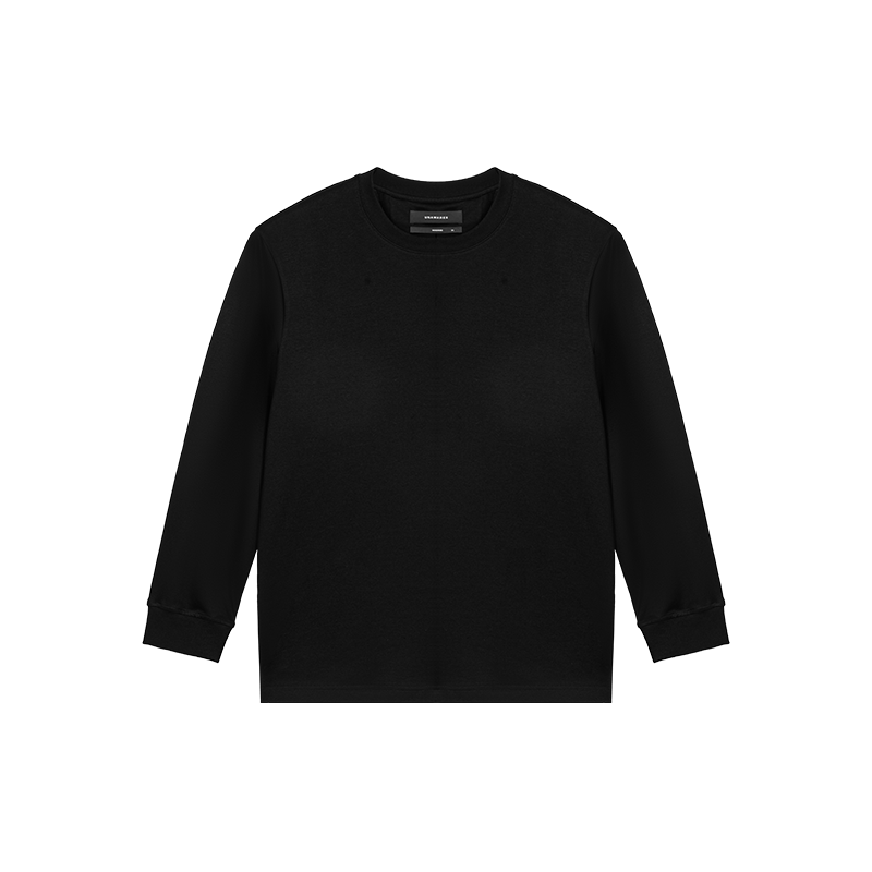 Black Double-sided Loose Long Sleeve Rib Cuffs T-shirt