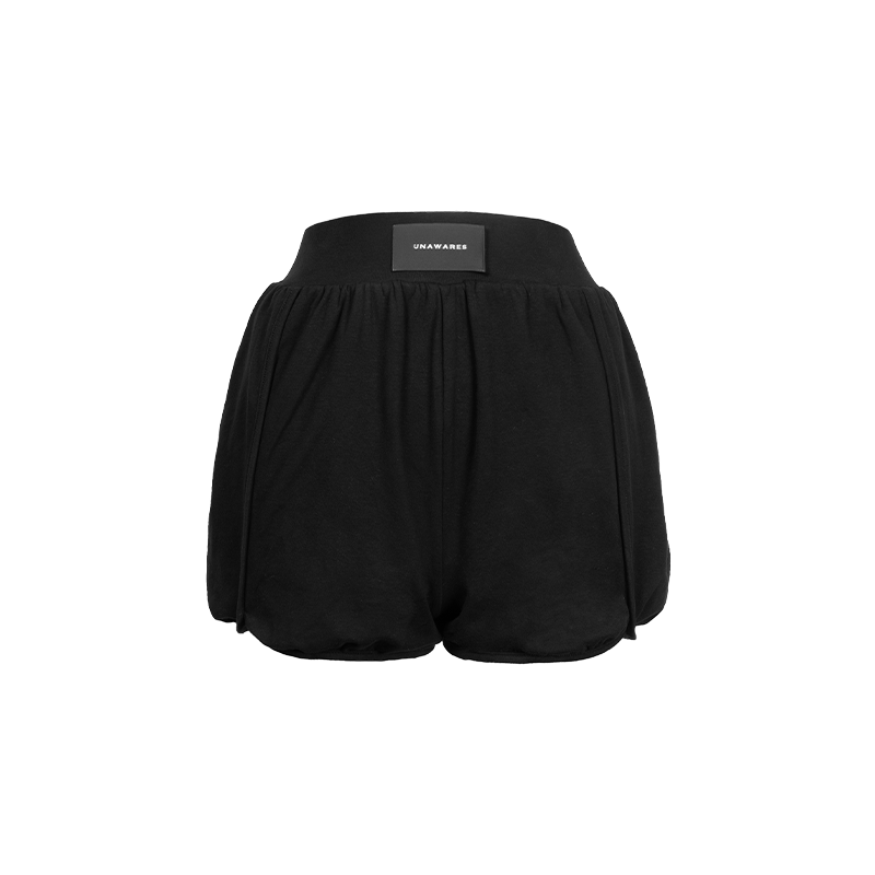 Black Elastic Waist Short Pants