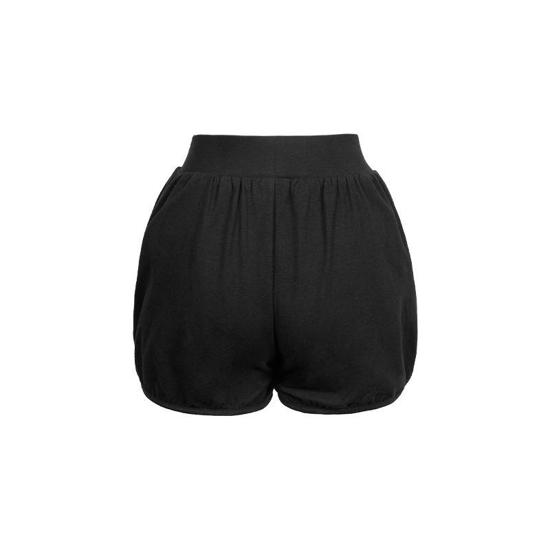 Black Elastic Waist Short Pants