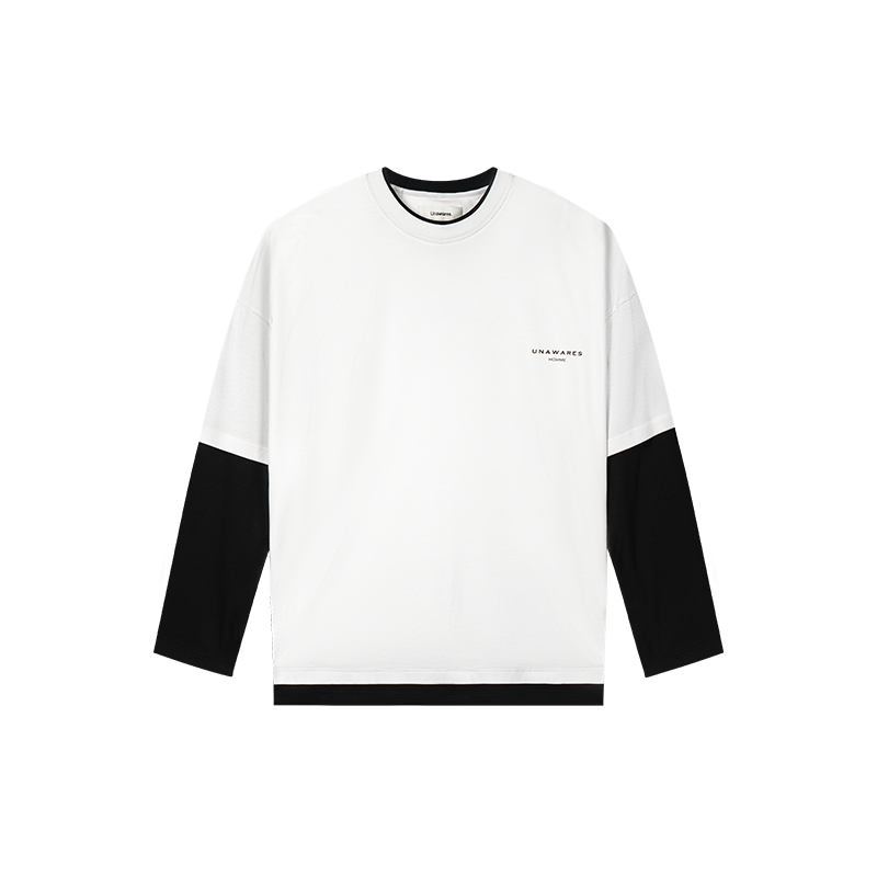 White Double-Sided Two-Piece Long-Sleeved T-Shirt