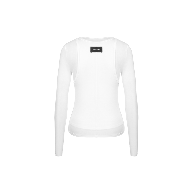 White Vest Inlaid Structure Two-Piece Long Sleeve T-shirt