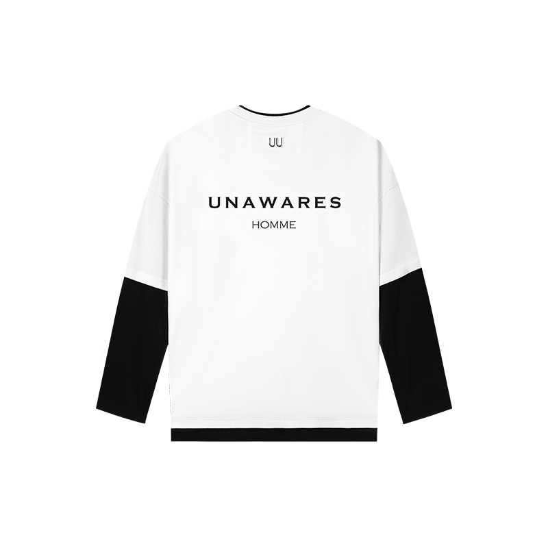 White Double-Sided Two-Piece Long-Sleeved T-Shirt