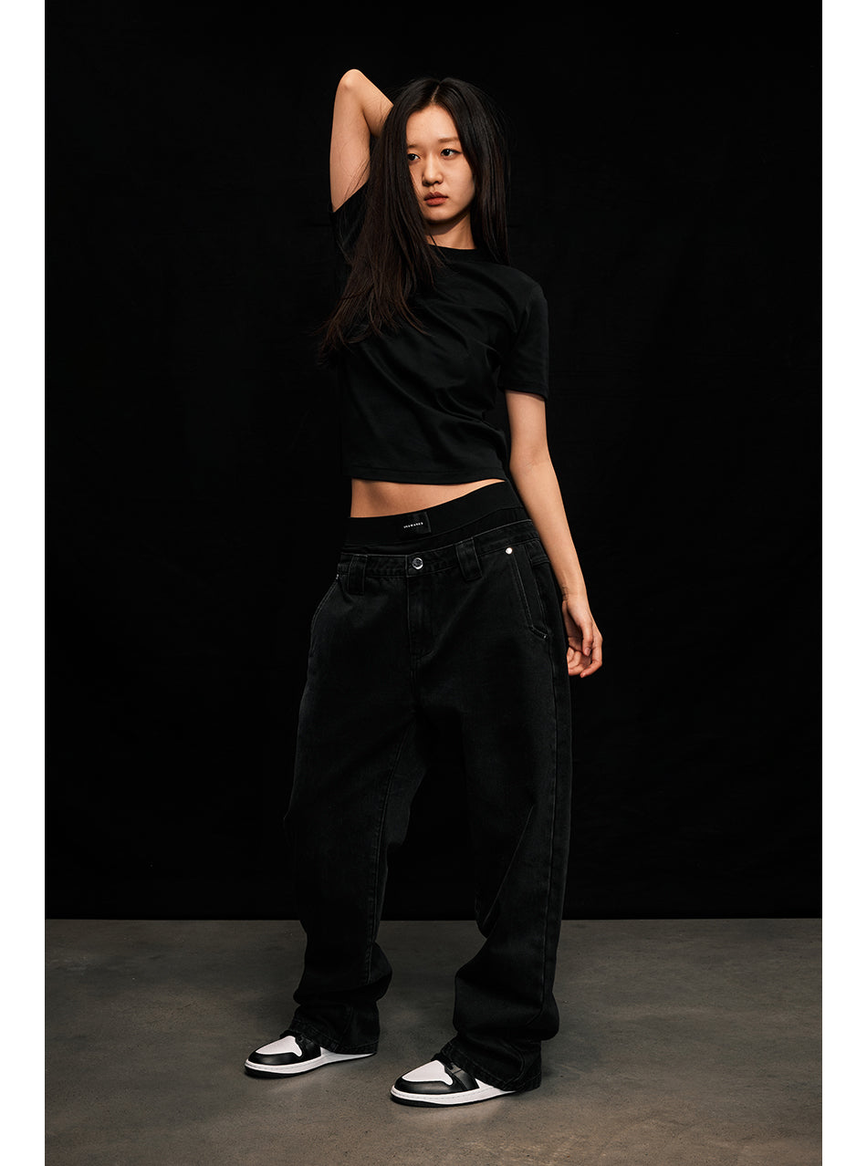 Black Double-Sided Basic Style T-shirt