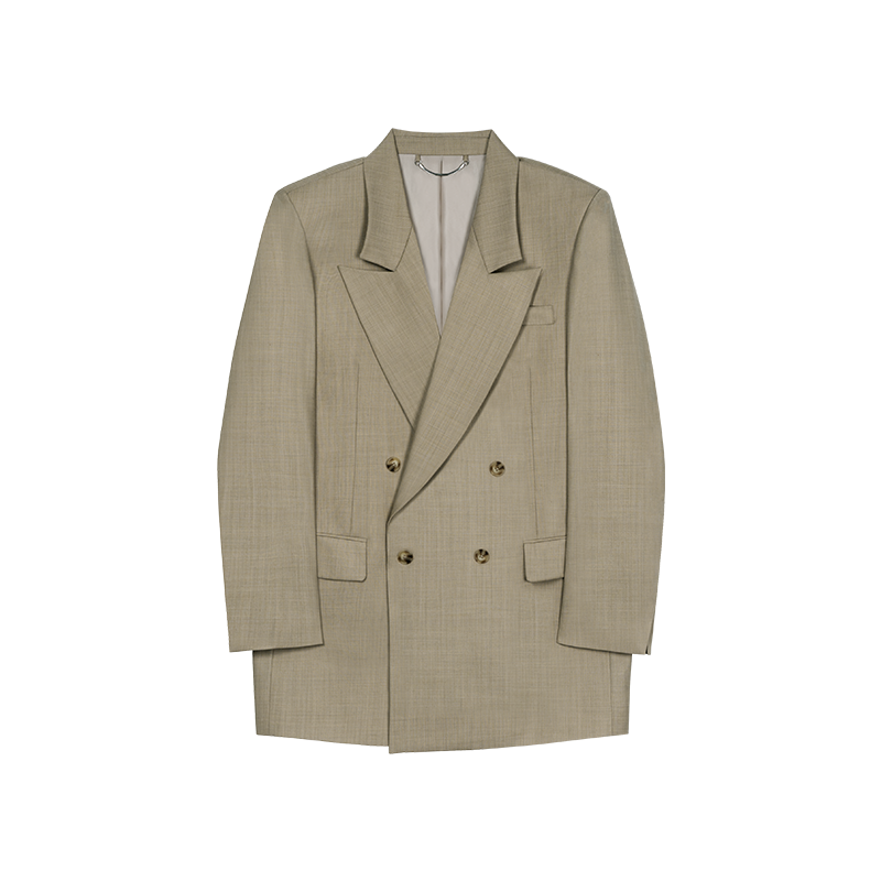 Oatmeal Old Money Style Sheep Wool Shoulder Pad Suit