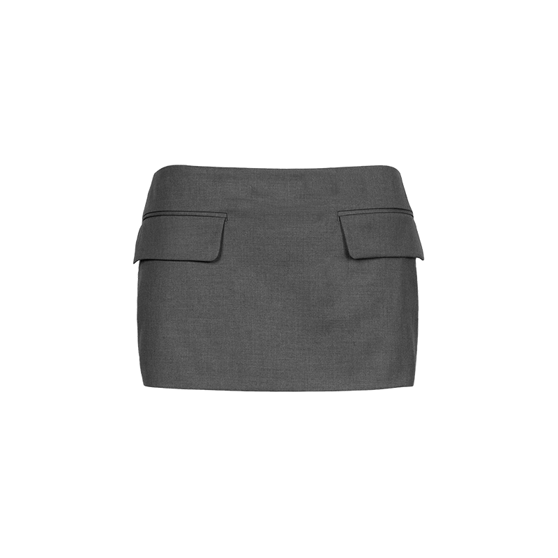 Grey Old Money Style Sheep Wool Skirt