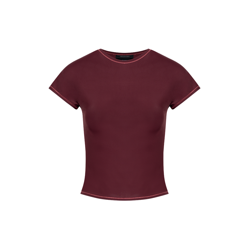 Merlot Red Breathable Stretch Raglan Yoga Top