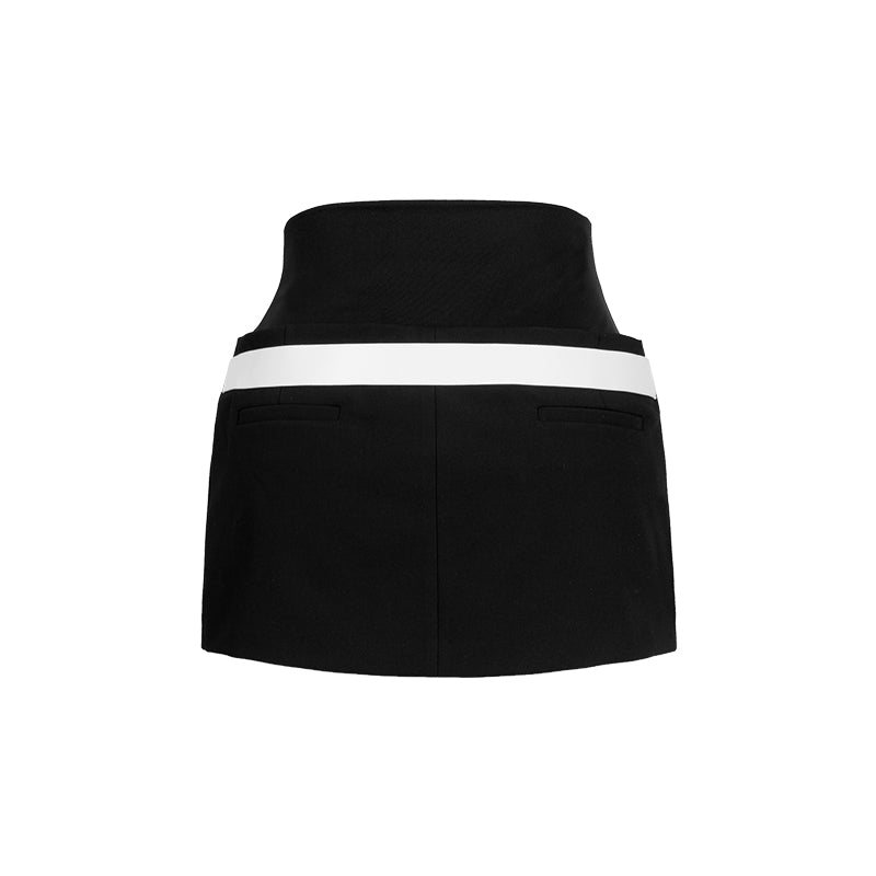Black Double Waist Belt Buckle Skirt
