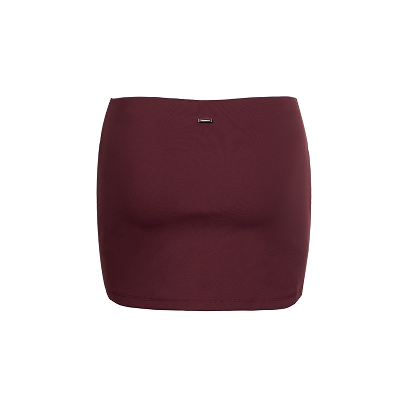 Merlot Red Slim Fit Pleated Yoga Skirt