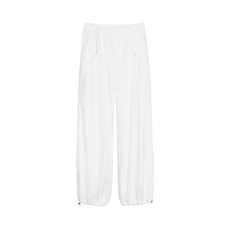 White Flap Track Pants with Cuffs