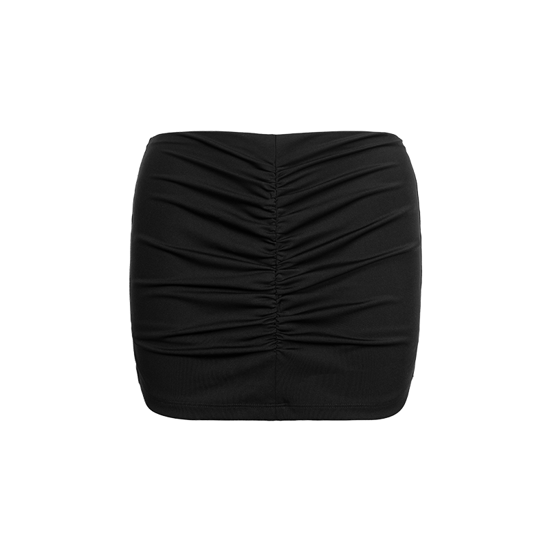 Black Slim Pleated Yoga Skirt