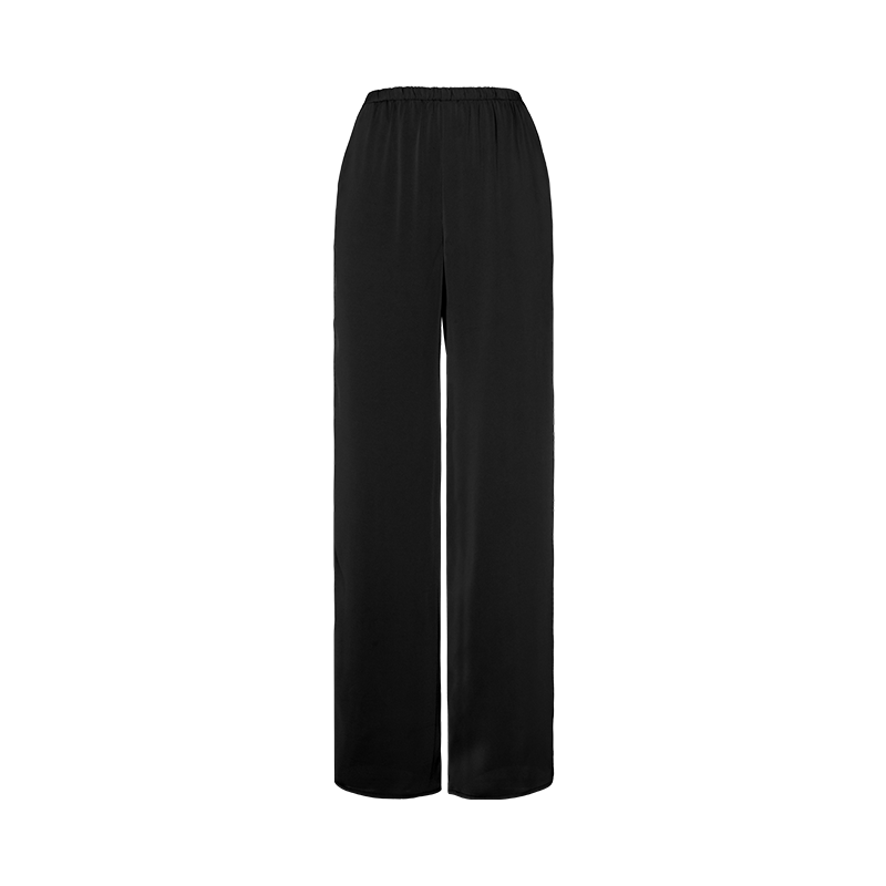 Black Loose Satin Minimalist Air Pants