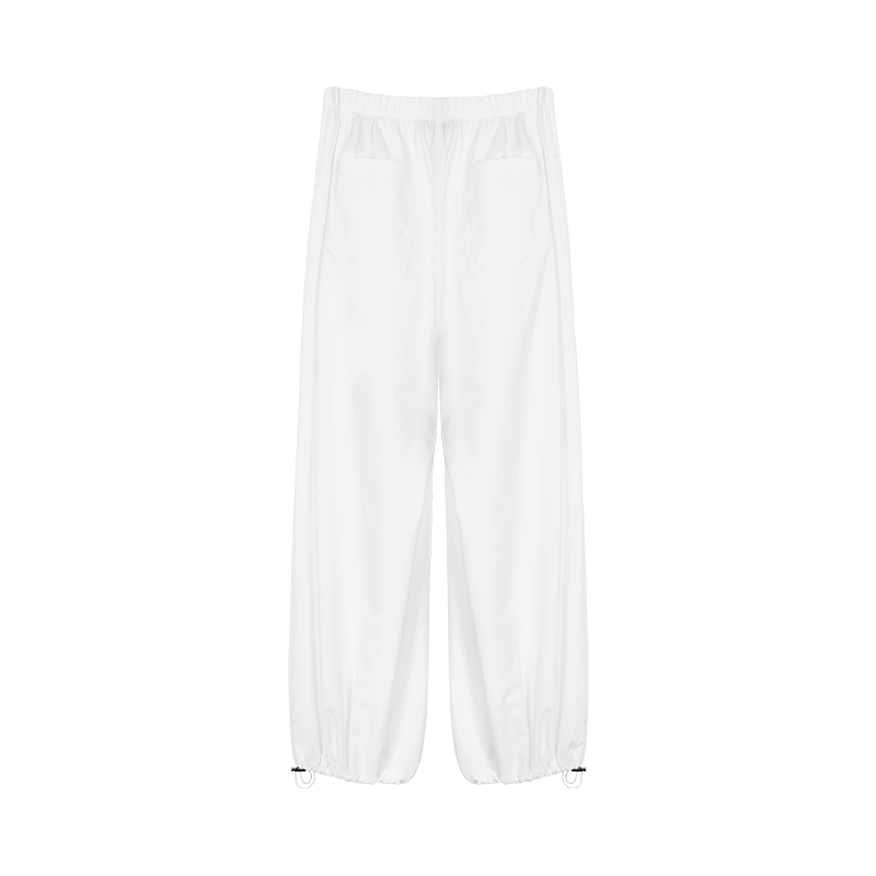 White Flap Track Pants with Cuffs