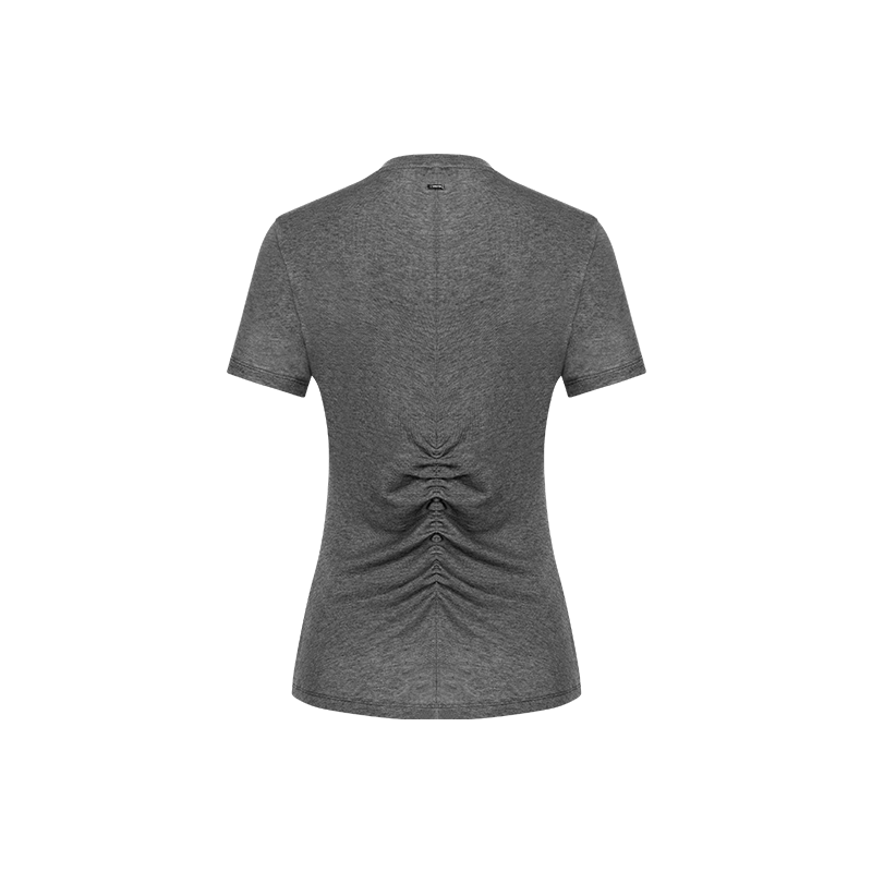 Grey Tencel Wool Pleated T-Shirt