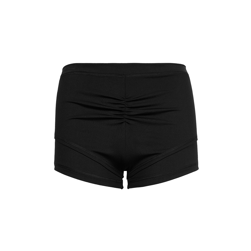 Black Fake Two Piece Pleated Yoga Set