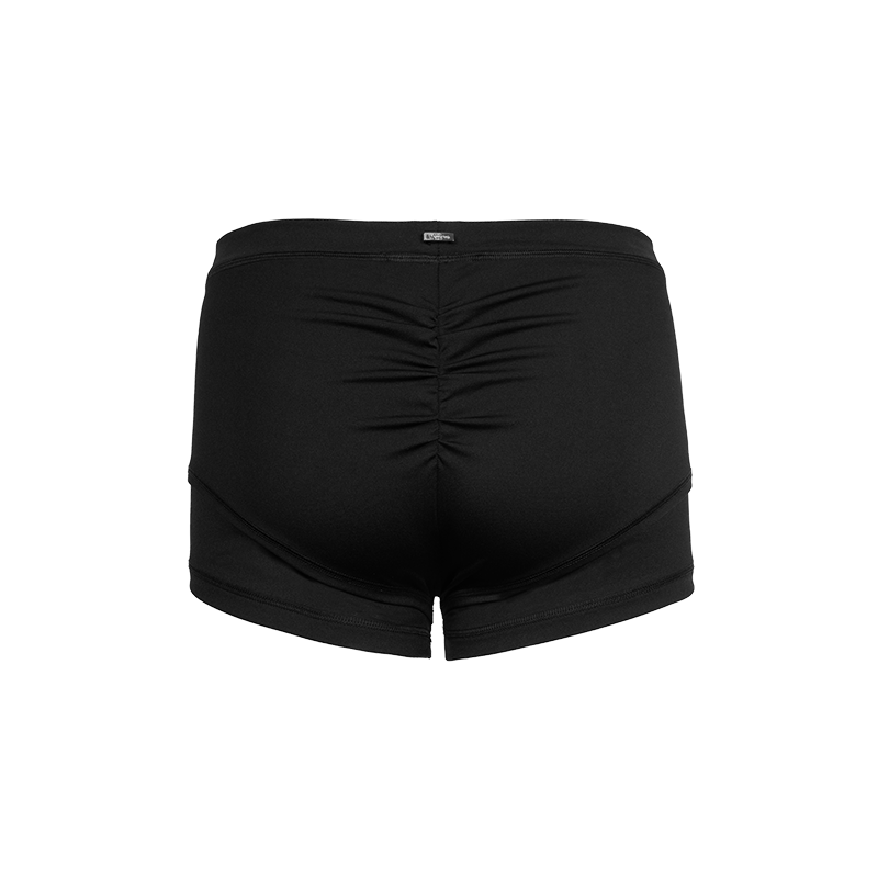 Black Fake Two Piece Pleated Yoga Set