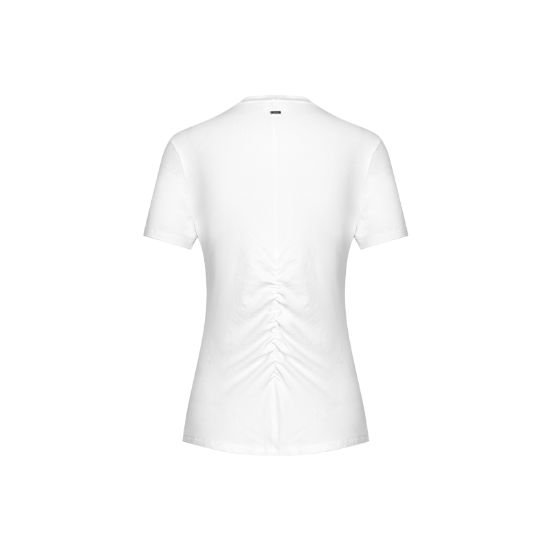 White Thin Silk Pleated T-shirt
