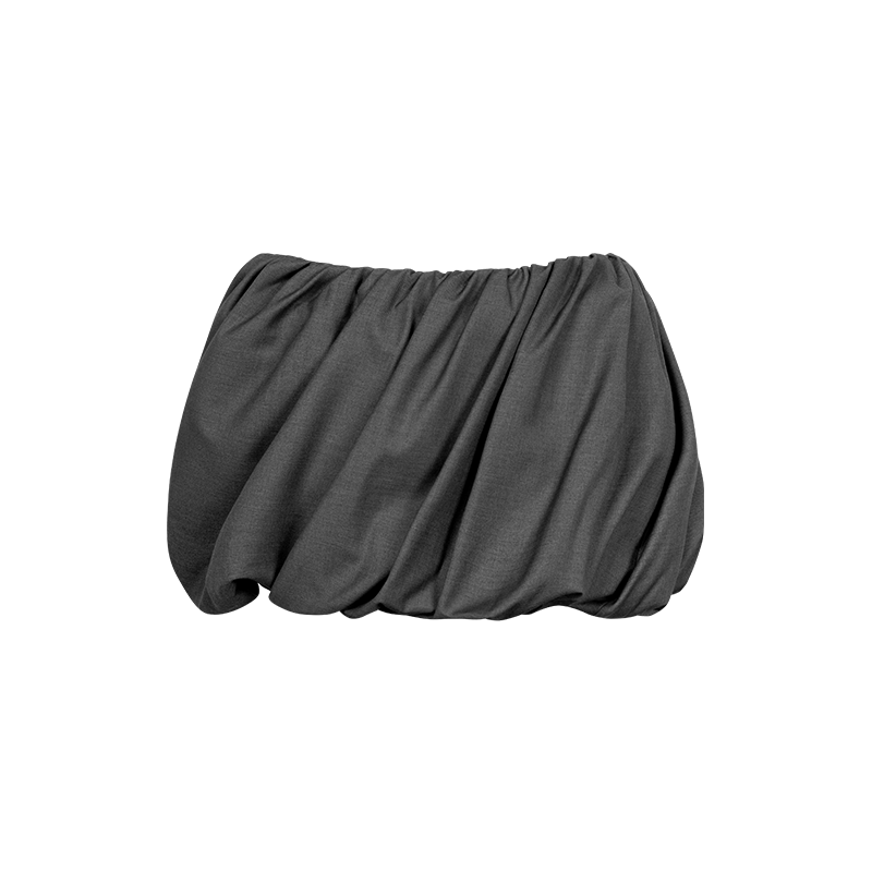 Grey Low-waist Pleated Bubble Skirt