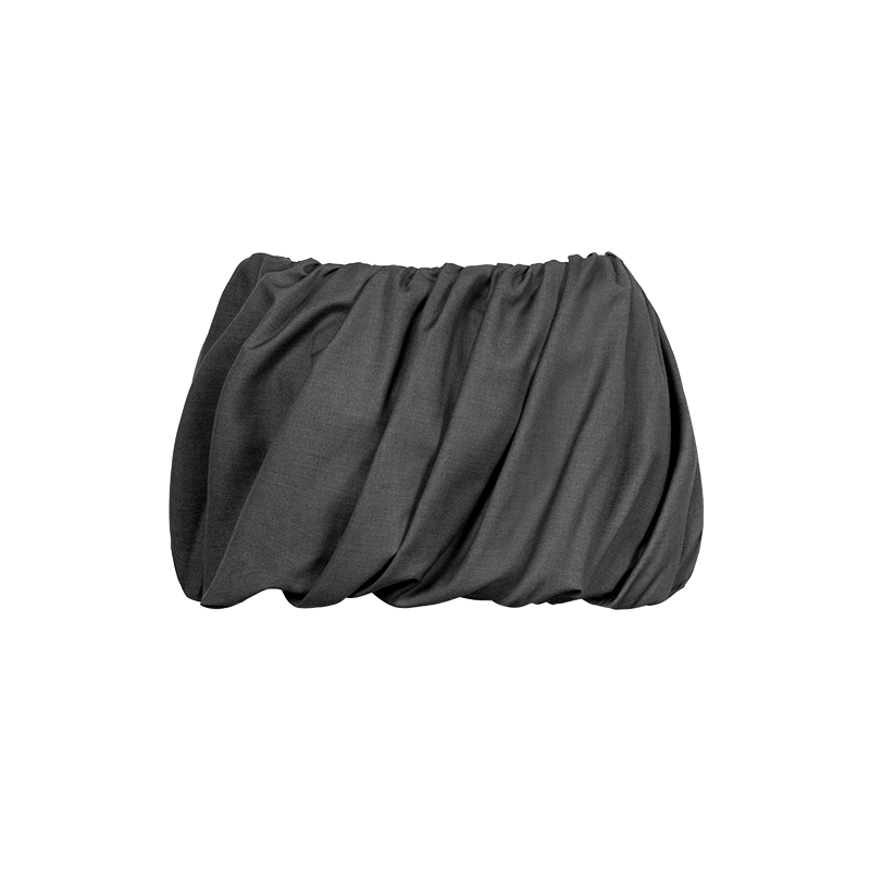 Grey Low-waist Pleated Bubble Skirt