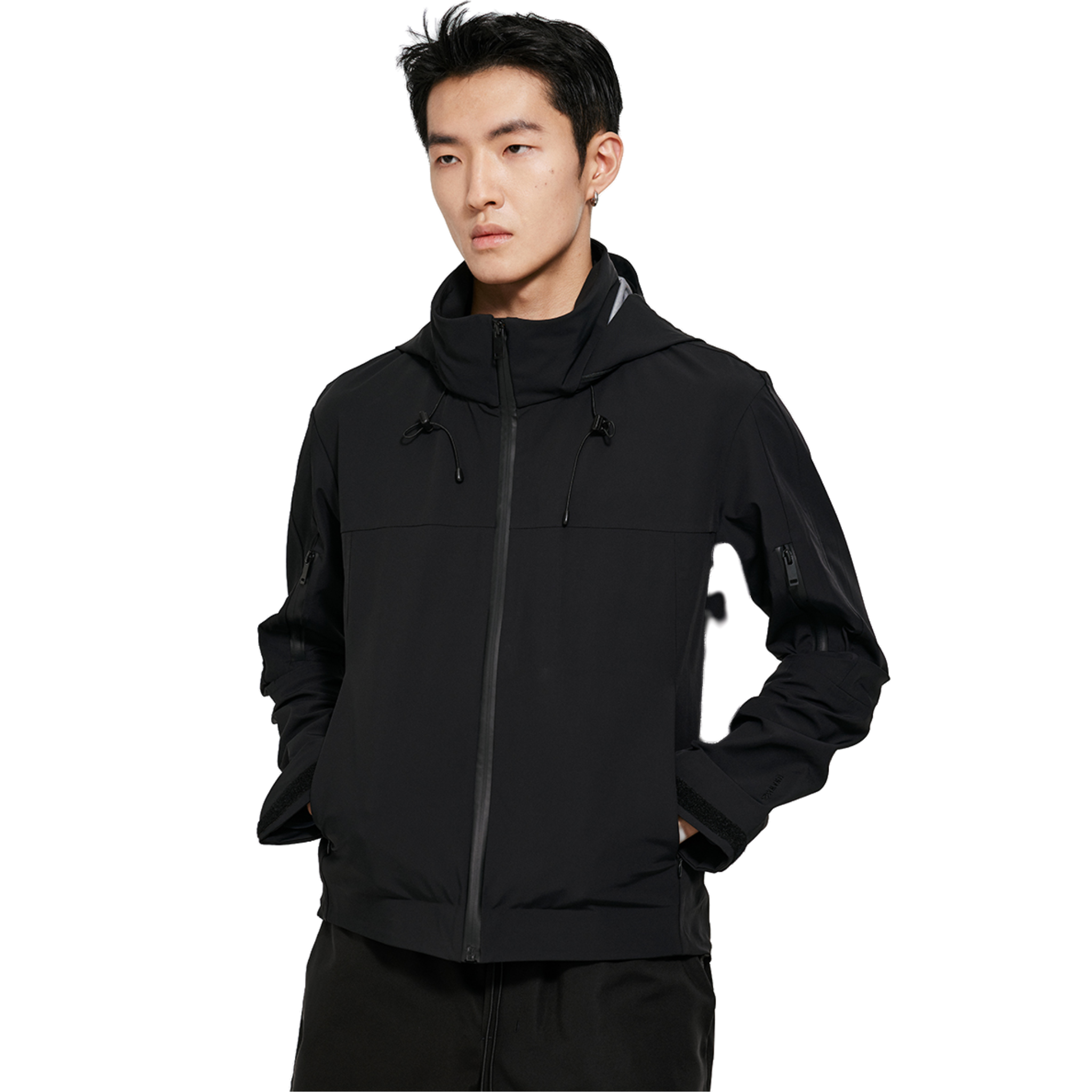 Black Laminated Windproof and Lightly Waterproof Jacket