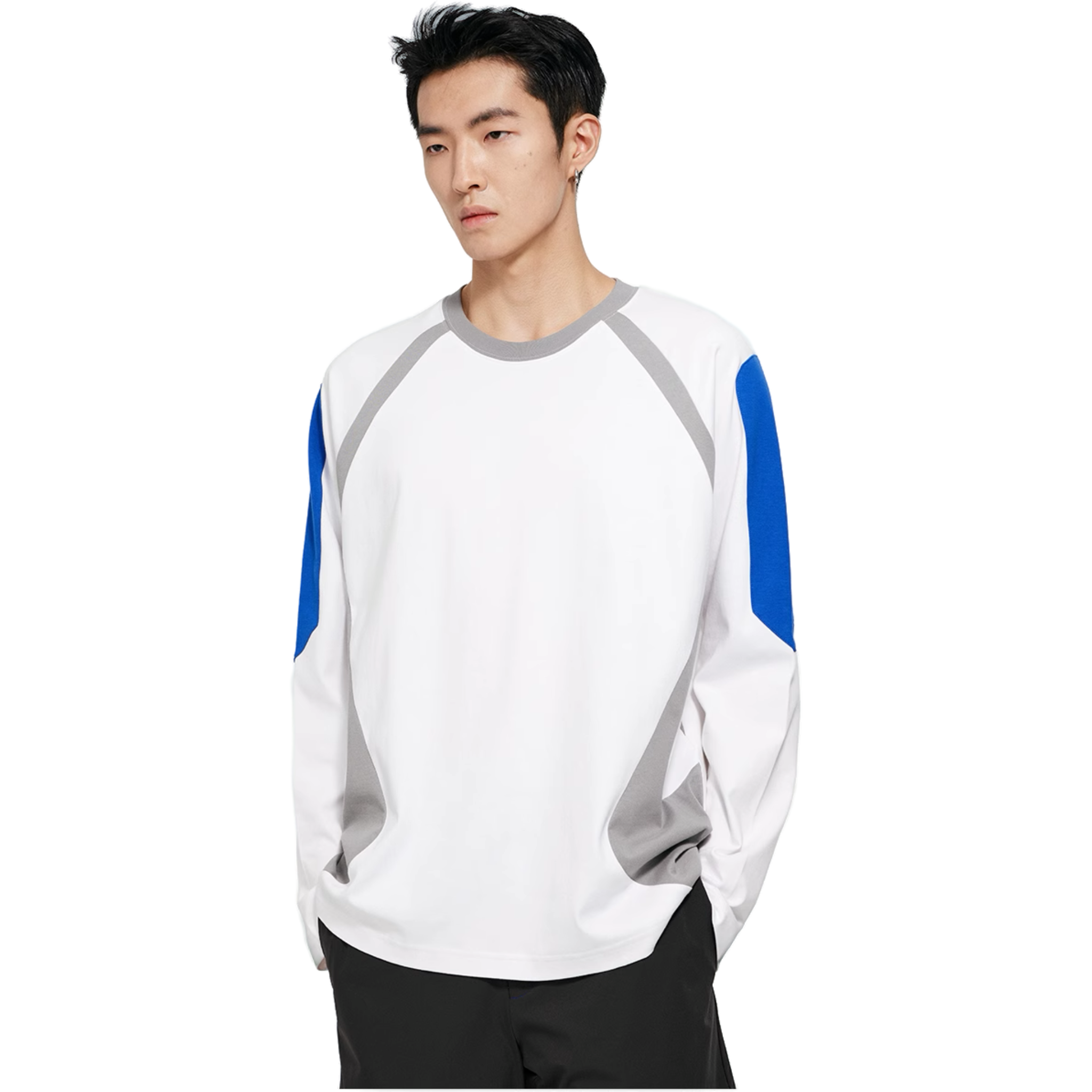 White Cool-Touch Raglan Sleeves Long-Sleeved T-Shirt