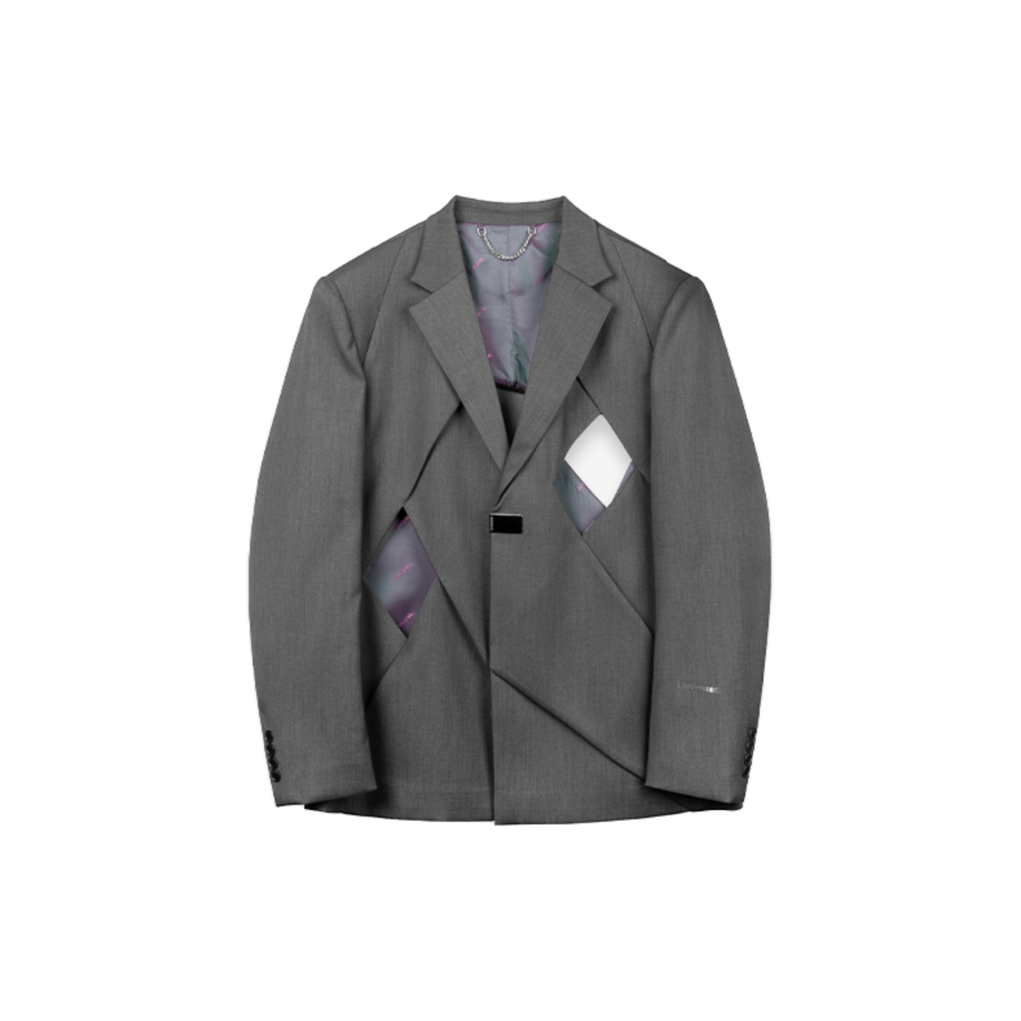 Grey Custom Button Stacked Hollow Spliced Single-Breasted Suit