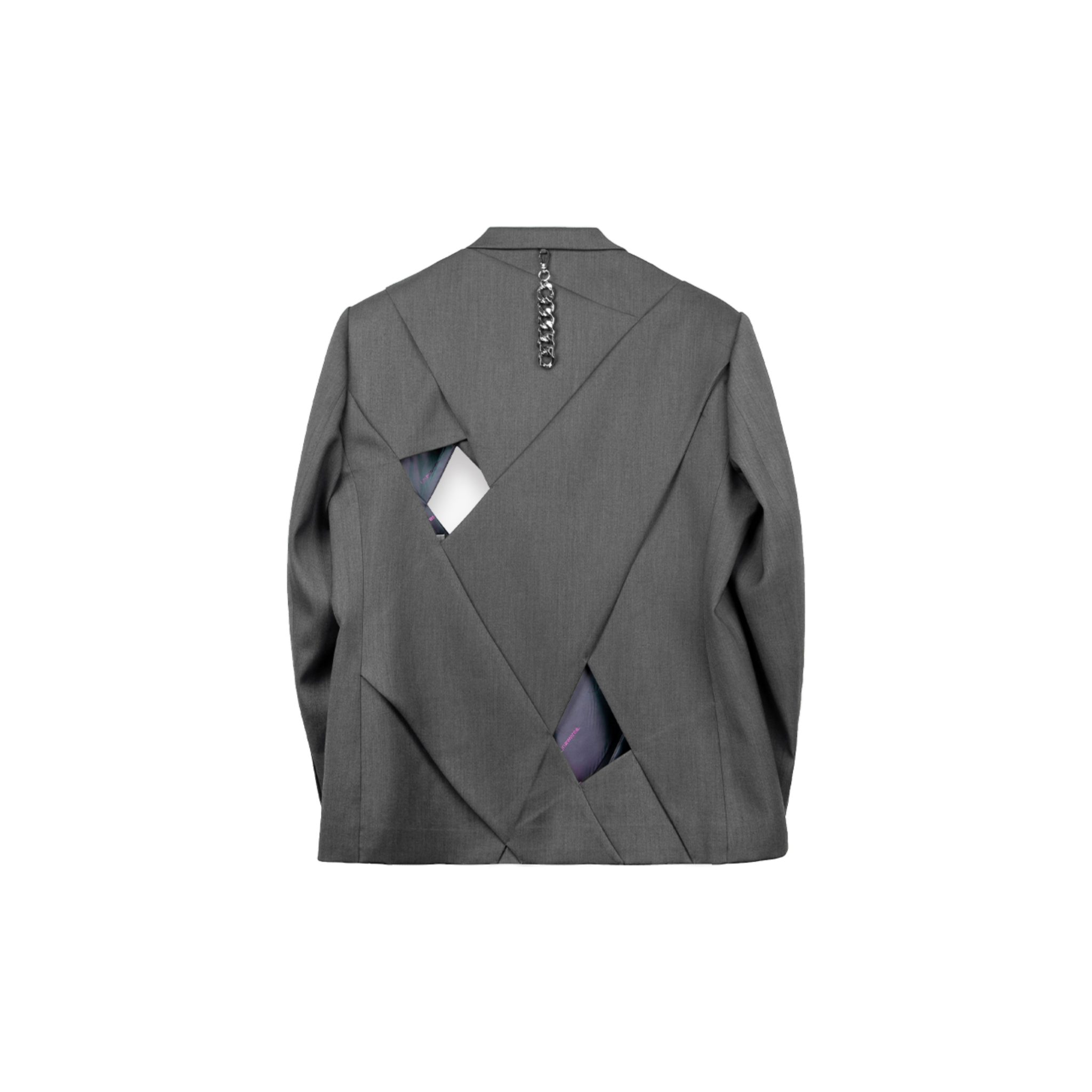 Grey Custom Button Stacked Hollow Spliced Single-Breasted Suit